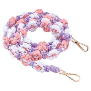 Y644 花邊手機掛繩 130cm 粉紫白, 粉色 + 紫色 + 白色, 1個