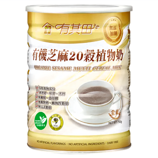 有其田 有機黑芝麻20穀植物奶, 無添加, 完整穀物營養, 健康美味, 750g, 1罐