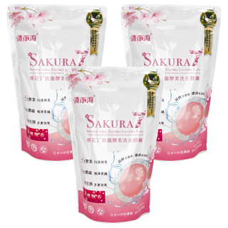 清淨海 櫻花7+抗菌酵素洗衣膠囊 遇見初櫻野櫻飄香 8g, 24顆, 3袋