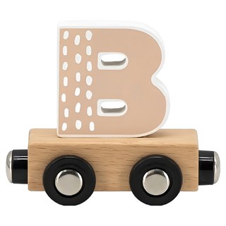 TRYCO 木製字母火車_B, 1入 - 兒童益智玩具，學習字母，培養認知能力, 木色, 7.6x3x6.5cm