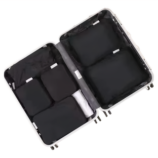 FIFI 絲柔質感行李箱收納袋6件組，經典黑，仿記憶布