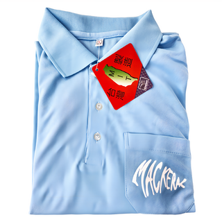 Mackeral 波趴POLO衫, 吸濕排汗, 速乾, 輕量, 乾爽, 透氣, 100%聚酯纖維, M, 水藍色