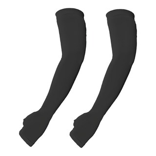 WOAWOA 抗UV涼感冰絲防曬袖套，彈性舒適不卡手，增加20%防曬面積, XL, 黑色, 1雙