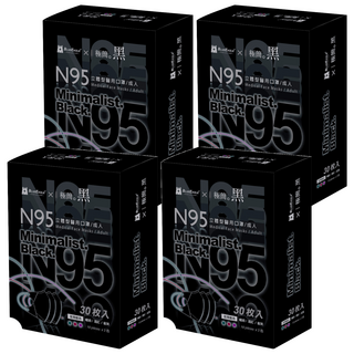 BLUE EAGLE 藍鷹牌 極簡黑系列 成人N95立體型醫用口罩 B款, 曜綠色 + 酒紅色 + 靛紫色, 30片, 4盒