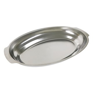 橘之屋 ST加深魚盤 不鏽鋼材質 瓦斯爐/電磁爐適用, 33.3 x 20.7 x 4.3cm, 1個, Silver