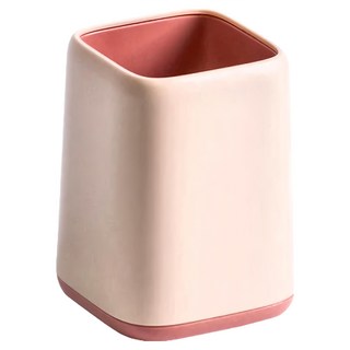 E.dot 簡約北歐風桌面文具收納盒 筆筒 ABS材質 10.7x8x8cm, 粉膚色, 1個