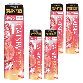 GATSBy 冰漩爽身噴霧 冰涼蜜桃, 216ml, 5瓶