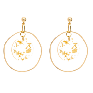 ROCiO 無耳洞耳夾式耳環，頂級CZ鑽淡水珍珠鍍14K金, 金色