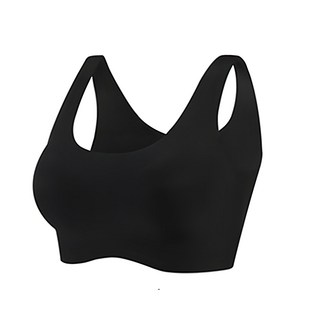 運動無鋼圈美背無痕內衣 棉布, M, 黑色