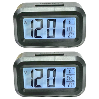 電子鬧鐘Set, 黑色, 2個