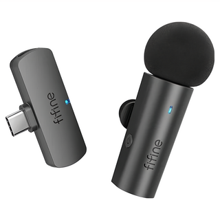 Fifine M6 無線領夾式直播麥克風, Type-C 接口, 6-8小時長效續航, 360°全方位收音