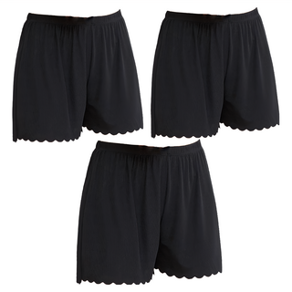 冰絲安全褲 波浪邊 3件, 29 x 32xm, 黑色