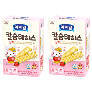 ILDONG 日東 Iyaam 藜麥威化餅 Set 6 方便攜帶 獨立包裝 健康零食, 鈣+草莓, 36g, 2盒