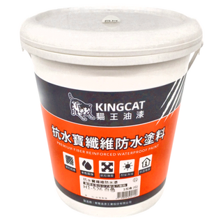 KINGCAT 貓王 抗水寶纖維防水漆, 白色, 1桶, 3.7L