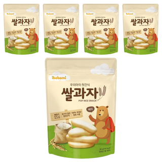 ibobomi 嬰兒米餅, 無小麥 無食鹽 無砂糖 無人工添加劑, 韓國國產原料, 原味, 30g, 5包