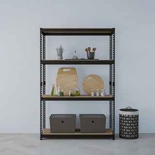 SPEEDRACK 無螺絲角鋼置物鐵架 100 x 60 x 180cm 四層 黑色, 1000 x 600 x 1800mm, 4層