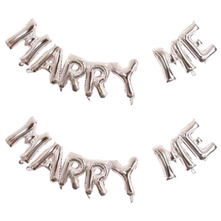 嫁給我 Set, 7 個字母/包, 圖示/銀色 or 金色 or 玫瑰金, 未充氣單個字母 約寬25 x 40 cm, 2組