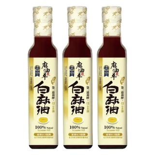 麻油車 頂級冷壓白麻油, 100%白芝麻, 255毫升, 255ml, 3瓶