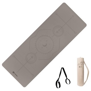 Tumaz 月熊 PU天然橡膠瑜珈墊 精準定位線 耐用不易撕裂, 183 x 68 x 0.5cm, 摩卡棕, 1組