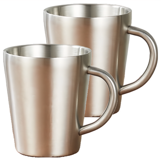 304不鏽鋼馬克杯 Set 2, 300ml容量, 銀色, 1組