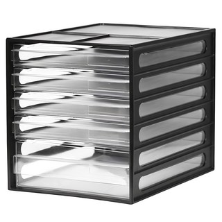 SHUTER 樹德 DD-1214 A4 桌上型 資料櫃 透明設計 台灣製造, 黑色, 5層