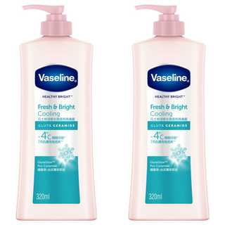 Vaseline 凡士林 涼感水潤透亮潤膚露 320ml 保濕 亮白 清爽不黏膩, 2瓶