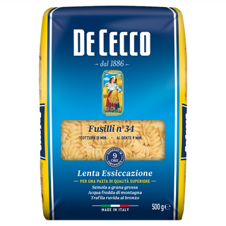 DE CECCO 得科 螺旋麵 NO.34, 採用全球最好的杜蘭小麥粉，堅持傳統製麵法，彈牙口感, 500g, 1包