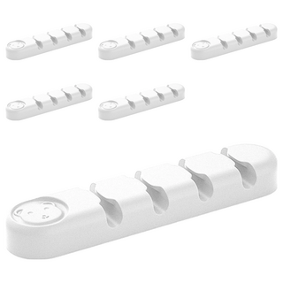 Timo 小熊造型 4孔收納桌面整線器, 白色, 6個
