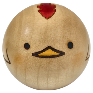 USABURO KOKESHI 卯三郎木芥子 十二生肖 木製擺飾, 5.8xH5cm 燈台樹材質, 雞, 1個