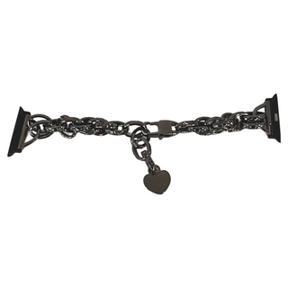 DAYA 墜心不鏽鋼鎖鍊Apple Watch錶帶, Apple Watch 38/40/41mm, 優雅黑, 1條