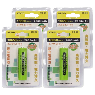 Kinyo 18650鋰電池3.7v, 1個, 4個, CB-26