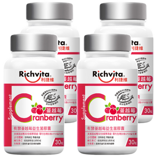 Richvita 利捷維 有酵蔓越莓益生菌膠囊, 30顆, 4罐