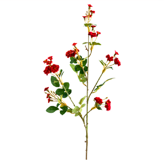 快豹 小薔薇仿真花 - 復古紅, 絹布材質, 約75cm高, 6件