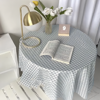 Hoom禾暮生活 格子桌布 新寧靜藍 聚酯纖維短毛絨, 140 x 200cm, 1條