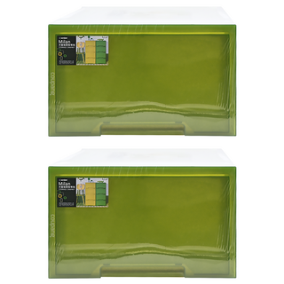 KEYWAY 米蘭抽屜整理箱 30L 2.1kg, 棕綠色, 2個