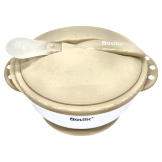 Basilic 貝喜力克 吸盤碗組 湯匙適用 6個月+ 寶寶適用, 奶茶, 1組