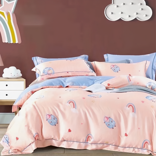 貝淇小舖 40支100%純天絲TENCEL 全鋪棉床包, 雙人特大, 卡卡西, 床包 + 兩用被套 + 枕套組