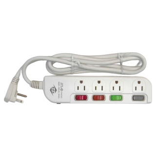 WeiTien 威電 過載斷電4開4座電源線組 125VAC 15A, 1.8m, 白色, 1條