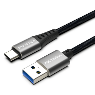 POLYWELL 寶利威爾 USB3.2 Type-C-Type-A 充電傳輸線, 1m, PW12-W45-A360, 1條