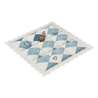 bebehome 現代簡約辦公室方格冰絲涼感墊, 方格熊藍色