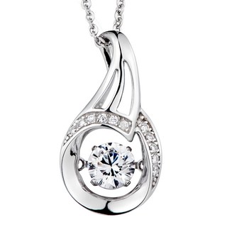 Crossfor Dancing Stone系列 純銀懸浮閃動項鍊 鋯石 鍊長40+5cm