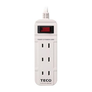 TECO 東元 一開三插轉接電源線組 XYFWL213T6 過載保護自動斷電 安全防火耐燃材料 1650W 15A 125V, 2.7m, 白色, 1個