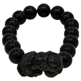 財旺神佑 黑曜石貔貅手鍊，避邪擋煞保平安, 中