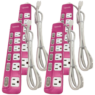 Tyson 太順電業 QPOWER 太超值 3孔6開6插延長線 4尺 TS-366B, 1.2m, 洋紅色, 4個