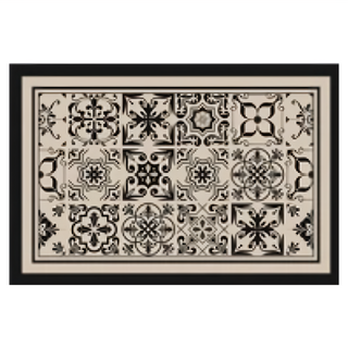 硅藻土地墊 40 X 60 公分, 方形幾何 米色 + 黑色, 1個