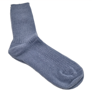 PORA BELLA 韓系素色厚羊毛襪保暖襪 - 5%羊毛 - 尺寸22-24公分, 紫藍, F