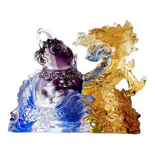 開運擺件 祥龍如意 琉璃材質 6*13.5*10.5公分, 1個, 雲彩琉璃
