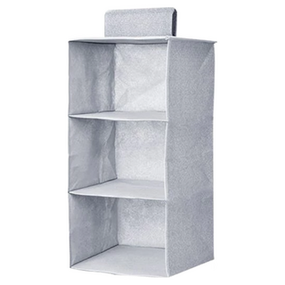 衣櫃衣櫥收納掛袋 三層 仿麻+PP板材質 可水洗, 27 x 27 x 60cm, 灰色
