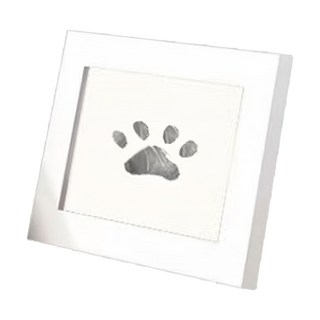 德利生活 寵物毛孩足跡拓印組 相框 紀念寵物成長 DIY親子互動, 拓印組12.5 x 8cm + 6吋相框18 x 13cm, 白色, 1個