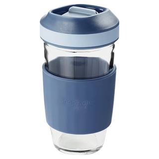 Corelle Brands 康寧餐具 Snapware 矽膠隔熱耐熱玻璃隨行杯, 寶石湛藍, 500ml, 1個